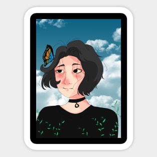 beautyfull doomer girl with a butterfly Sticker